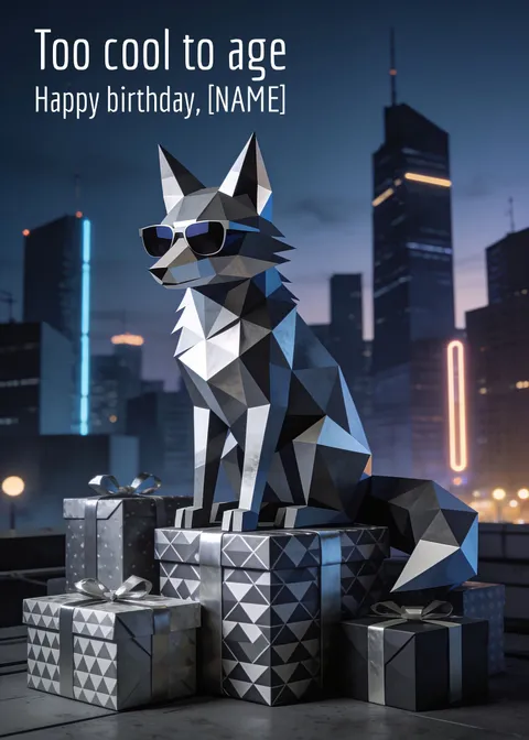 Birthday card: Too cool to age 2