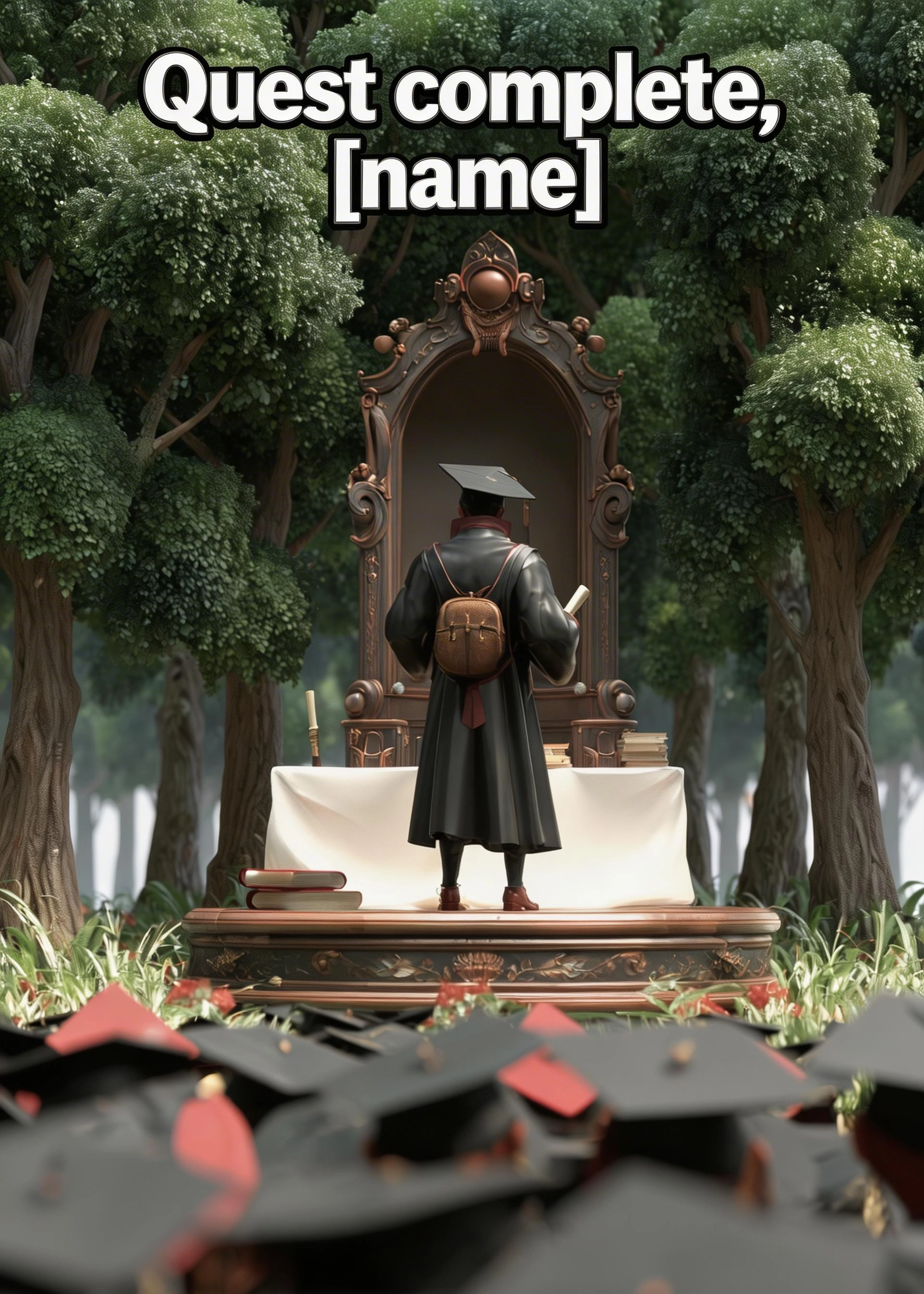 Graduation card: Quest Complete 1
